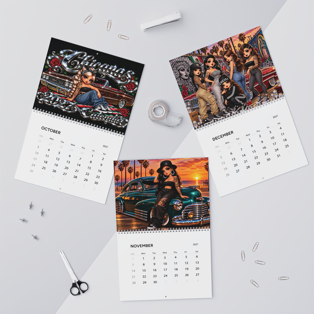 Chicanas 2027 wall calendar by Kadric Publishing LLC featuring culturally themed artwork