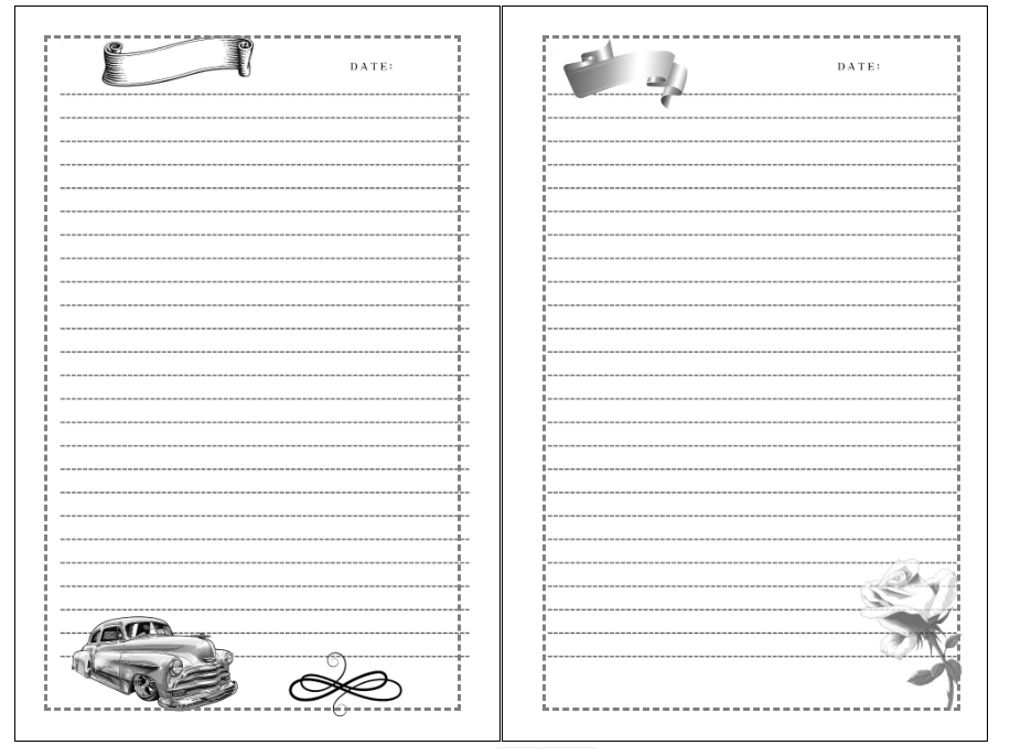Inside view of the Lowriding Locas paperback notebook with 200 lined pages by Kadric Publishing, showing lined pages for writing.
