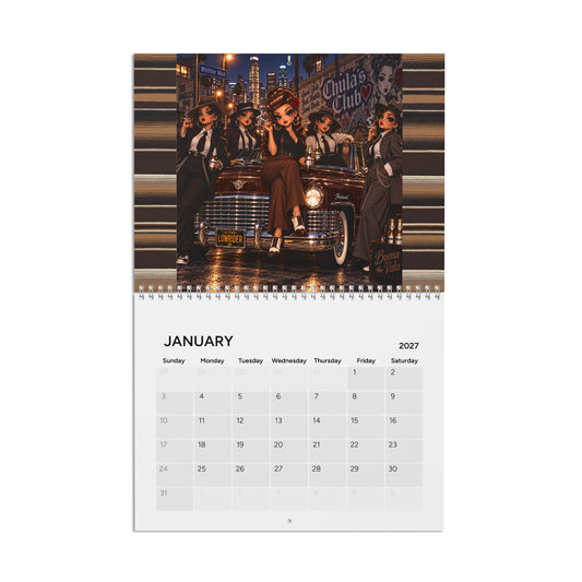 Cute Pachuca Pin-Up Garage Calendar 2027 featuring vintage pin-up art and garage themes, perfect for wall decoration.