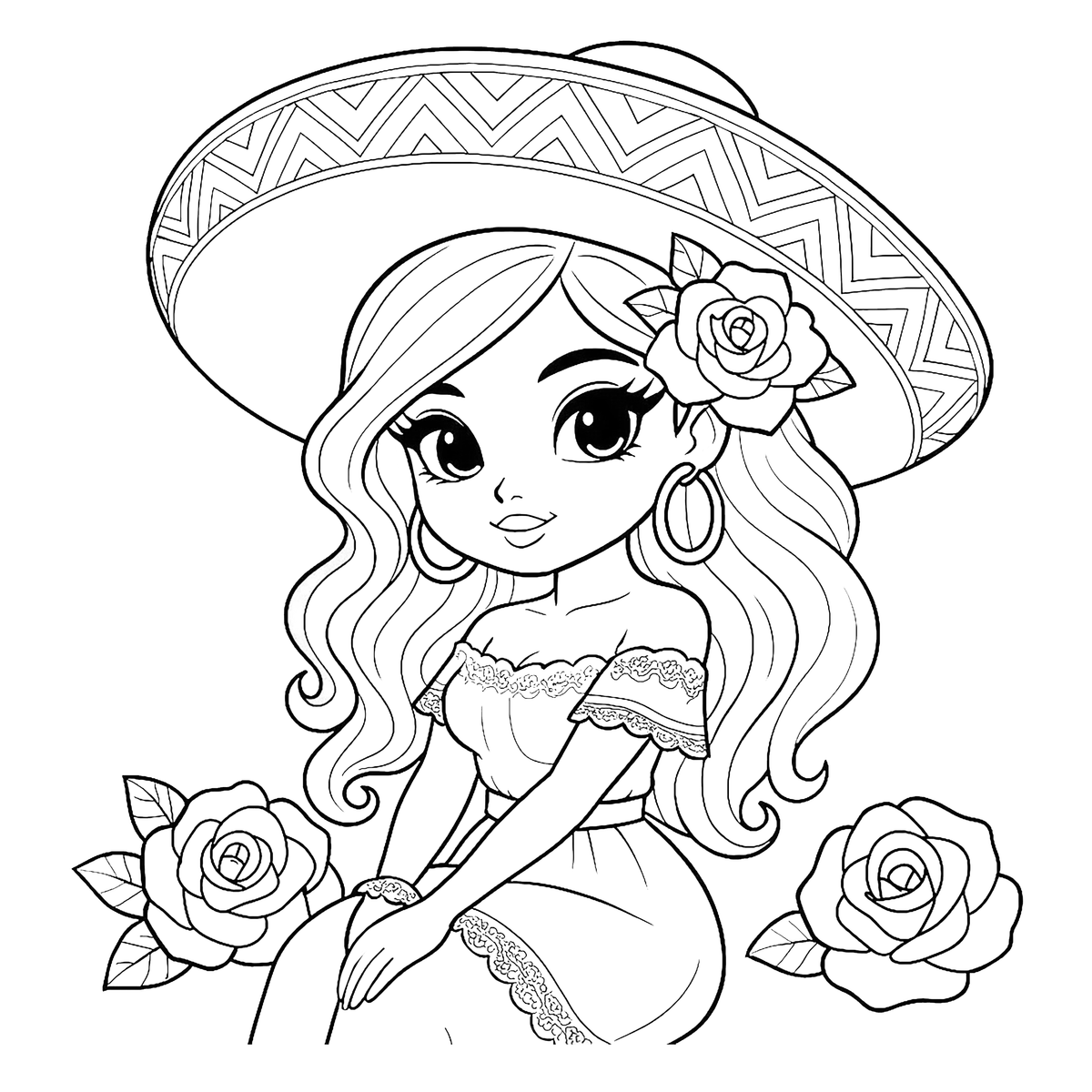 Paperback coloring book featuring cute Kawaii Chibi Mexicans with bold, easy-to-color designs by Kadric Publishing LLC.