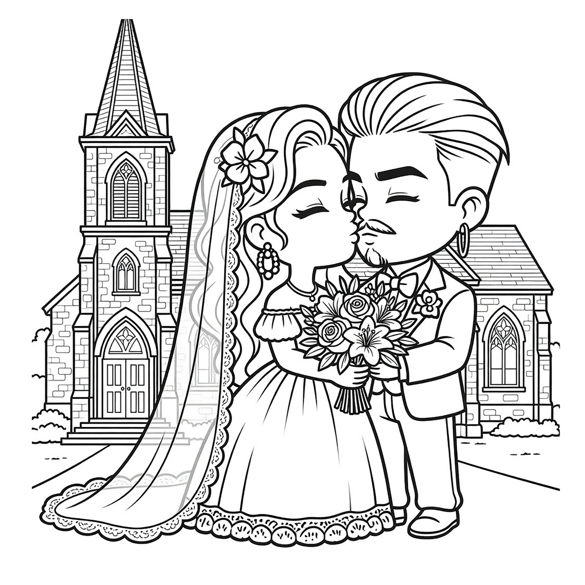 Paperback Chibi-Weddings Coloring Book by Kadric Publishing featuring cute wedding-themed chibi illustrations for coloring.
