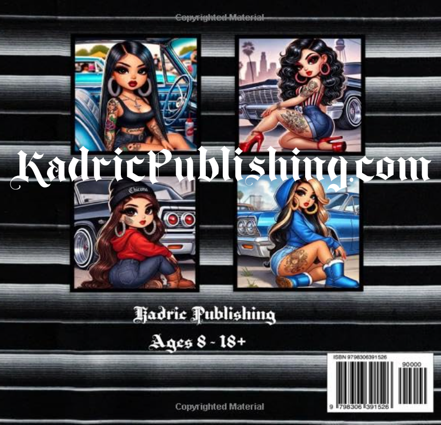Back cover of Kadric Publishing's Chibi-Cholas Picture Book featuring 34 large colorful images of chibi-style characters.
