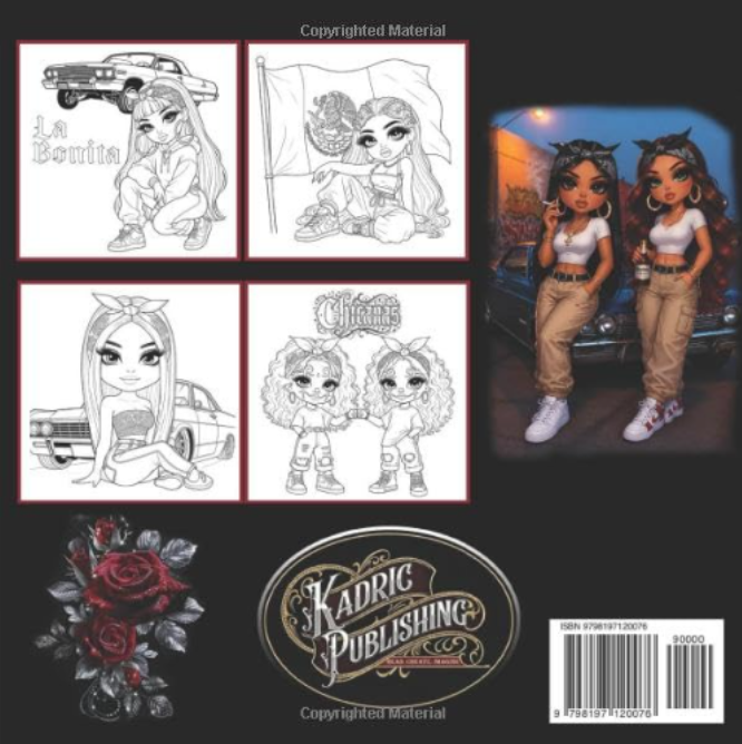 Chicana Style: Cute Chibi Chicana Women & Lowrider Cars Coloring Book for Adults: 100 Fun Latina-Inspired Coloring Pages Featuring Urban Fashion, Roses & Classic Lowriders