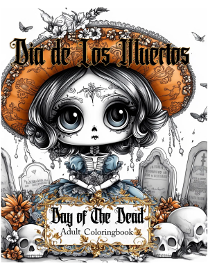 Adult coloring book featuring Day of the Dead-themed illustrations, paperback edition by Kadric Publishing.