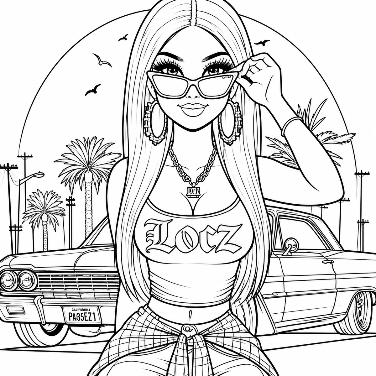 Homegirls 2 Adult Coloring Book: 50 Bold & Easy Chicana-Inspired Coloring Pages: Featuring Homegirls, Lowrider Culture, Roses, Tattoos, Fashion, and Urban Art