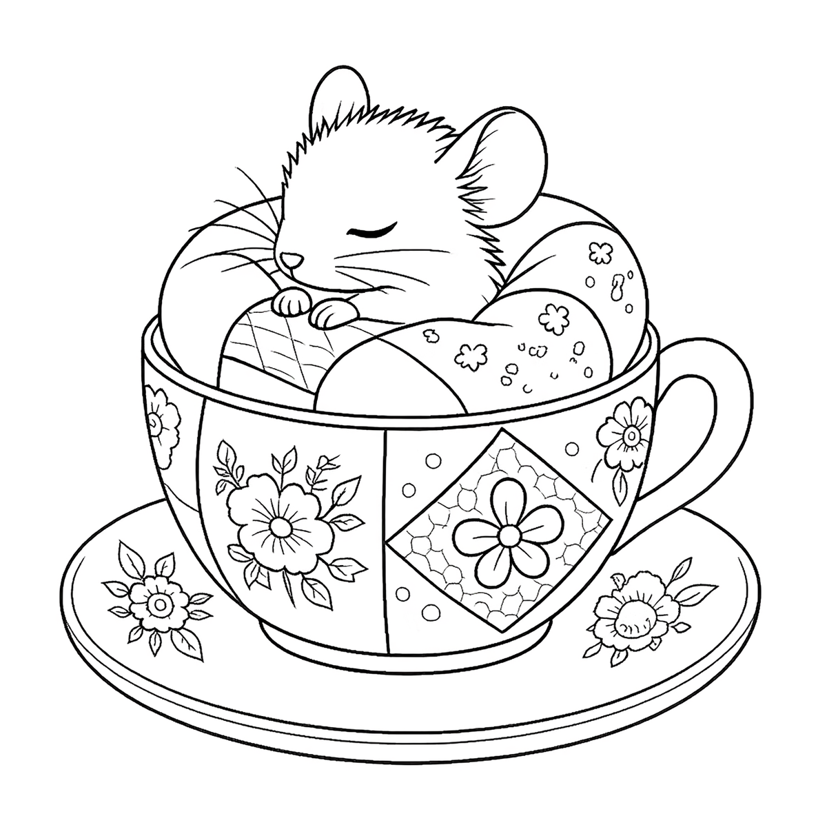 Paperback Cozy Teacup Mice coloring book featuring cute animal characters and simple designs for relaxation and creative fun.